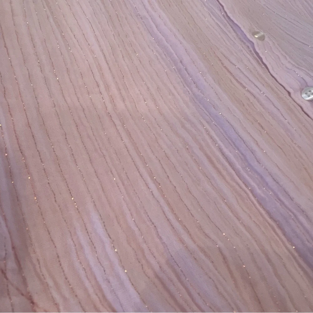 GAP Women’s Pink Button-Up Blouse with Ruffle Sleeves - Picture 3 of 15